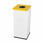 Szelektív szemetes, fém, szögletes, 60 liter, fehér