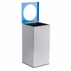 Cos gunoi patrat, cu capac deschis si plat, din inox, 54 litri