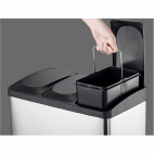 Cos inox triplu compartimentat, cu pedala, 3x15 litri