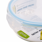 Cutie pentru alimente, din sticla termorezistenta, capac din plastic cu supapa, 950 ml, Fresh Micro
