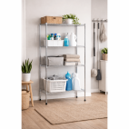 Raft metalic cu 4 polite, 90x45x180 cm, cromat