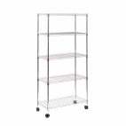 Raft metalic cu 5 polite si roti, 75x35x155 cm, cromat