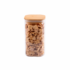 Szögletes üvegedény, bambusz fedéllel, 1500ml
