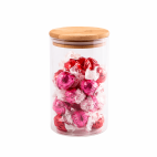 Kerek üvegedény, bambusz fedéllel, 1000ml