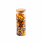 Kerek üvegedény, bambusz fedéllel, 1500ml