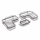 Set 3 suporti metalici pentru depozitare, cu accesorii prindere autoadezive, negri
