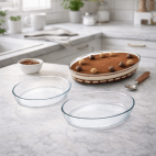 Marinex 3 db-os hőálló üveg tál készlet, ovális, 2,4+3,2+4 liter