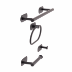 Set 4 accesorii metalice pentru baie, autoadezive, negre