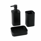 Fürdőszobai szett, 3 darabos, szögletes, matt fekete