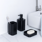 Fürdőszobai szett, 3 darabos, szögletes, matt fekete