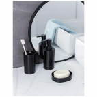 Set 3 accesorii pentru baie, rotunde, negru mat
