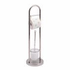 Stand perie WC si suport hartie igienica, inox, inaltime 65 cm