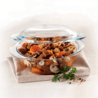 Marinex hőálló üveg tál, fedéllel, kerek, 1 liter