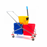 Carucior curatenie profesional, 2x30 litri, cu cadru si maner metalic