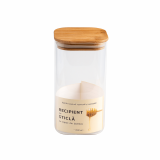 Recipient patrat din sticla cu capac din bambus, 1500ml