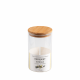Recipient rotund din sticla cu capac din bambus, 1000ml