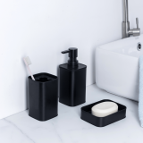 Set 3 accesorii pentru baie, patrate, negru mat