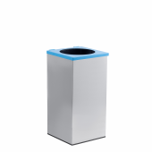 Inox szemetes, szögletes, lapos-nyitott fedéllel, 54 liter