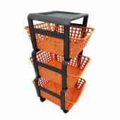 Raft depozitare cu roti, 3 cosuri, 41,5x29 cm
