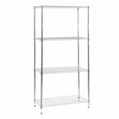 Fém polc, 4 szintes, 90x45x180 cm, krómozott