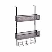 Raft suspendat pentru usa, cu 5 agatatoare cuier, negru