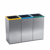 Set 3 cosuri gunoi pentru colectare selectiva, din inox, patrate, 54 litri