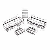 Fém tárolópolc, 5 db-os szett, öntapadós, fekete