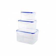 Set 3 cutii alimente, dreptunghiulare, 550 ml+1,2 litri+2,2 litri, Lugo Clip