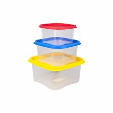 Set 3 cutii alimente, patrate, Rainbow