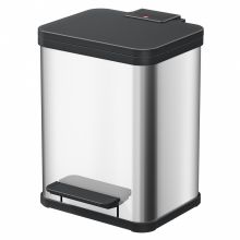 Cos inox Duo Plus M, cu pedala, compartimentat 2x9 litri