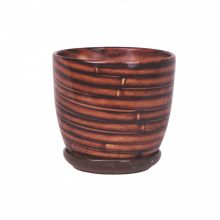 Ghiveci ceramica cu farfurie, Wenus, dungi