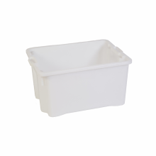 Halmozható, egymásba helyezhető élemiszeripari láda, 50 liter, fehér