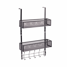 Raft suspendat pentru usa, cu 5 agatatoare cuier, negru