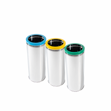 Set 3 cosuri gunoi pentru colectare selectiva, din inox, rotunde, 27 litri Set 3 cosuri gunoi pentru colectare selectiva, din inox, rotunde, 27 litri