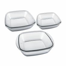 Sempre 3 db-os hőálló üveg tál készlet, négyzet alakú, 700 ml + 1,5 liter + 2,4 liter
