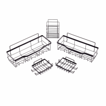 Set 5 suporti metalici pentru depozitare, cu accesorii prindere autoadezive, negri