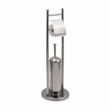 Stand perie WC si suport hartie igienica, inox, inaltime 76 cm