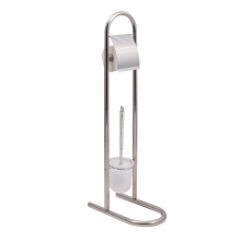 Stand perie WC si suport hartie igienica, inox