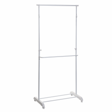 Suport cu 2 bare pentru umerase, raft pantofi și roti