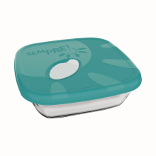 Sempre üvegtál, műanyag fedéllel, négyzet alakú, 1,5 liter