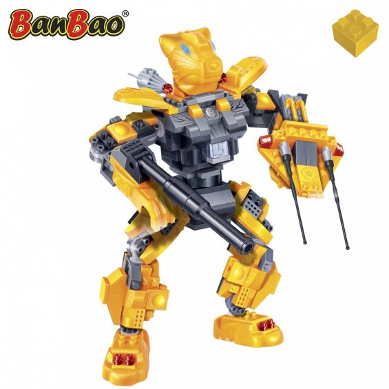 Set constructie Robot galben cu led, Banbao