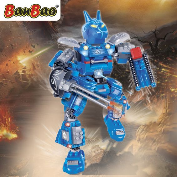 Set constructie Robot albastru cu led, Banbao