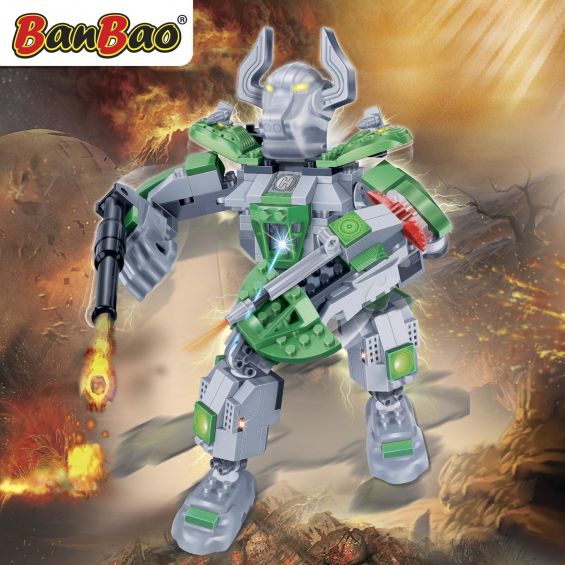 Set constructie Robot verde cu led, Banbao