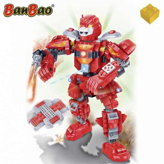 Set constructie Robot rosu cu led, Banbao