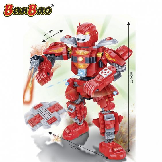 Set constructie Robot rosu cu led, Banbao