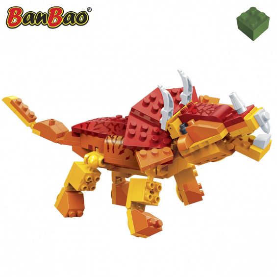 Set constructie Dinozaur patruped, cu coarne, Banbao