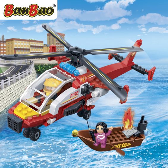 Set constructie Elicopter cu barca de salvare, Banbao