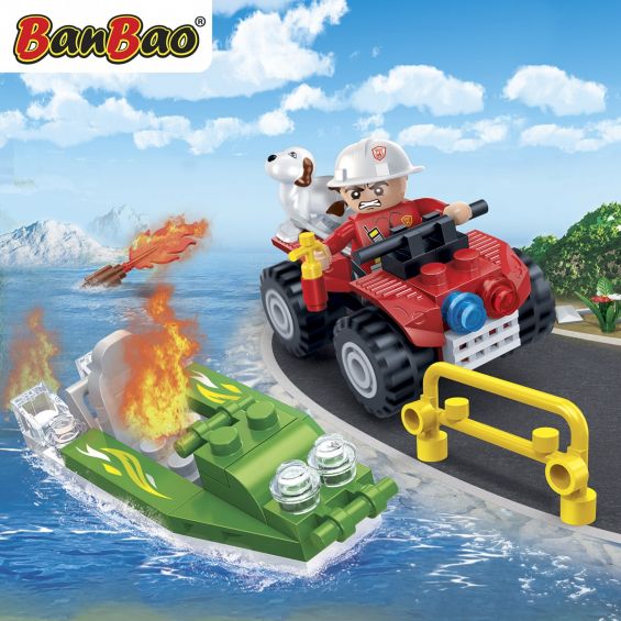 Set constructie Salupa si ATV pompieri, Banbao