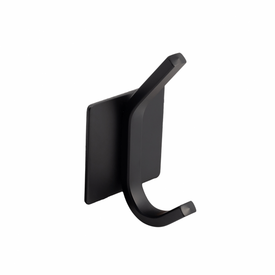 Agatatoare cuier autoadeziva, patrata, inox negru mat, Maxi