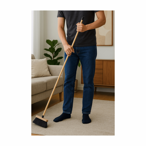 Csavarmenetes lakkozott fa nyél, 1.2 m